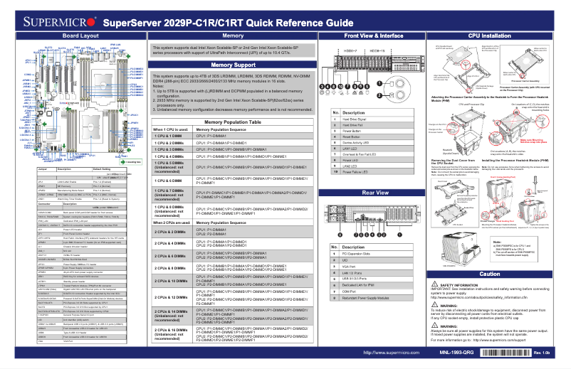 Page 1 de la notice Manuel utilisateur Supermicro SuperServer 2029P-C1R