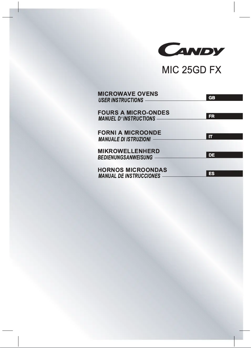Page n°1 - Manuel utilisateur Candy MIC25GDFX-80
