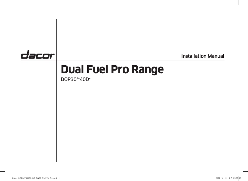 Page 1 de la notice Guide d'installation Dacor DOP30T940DS