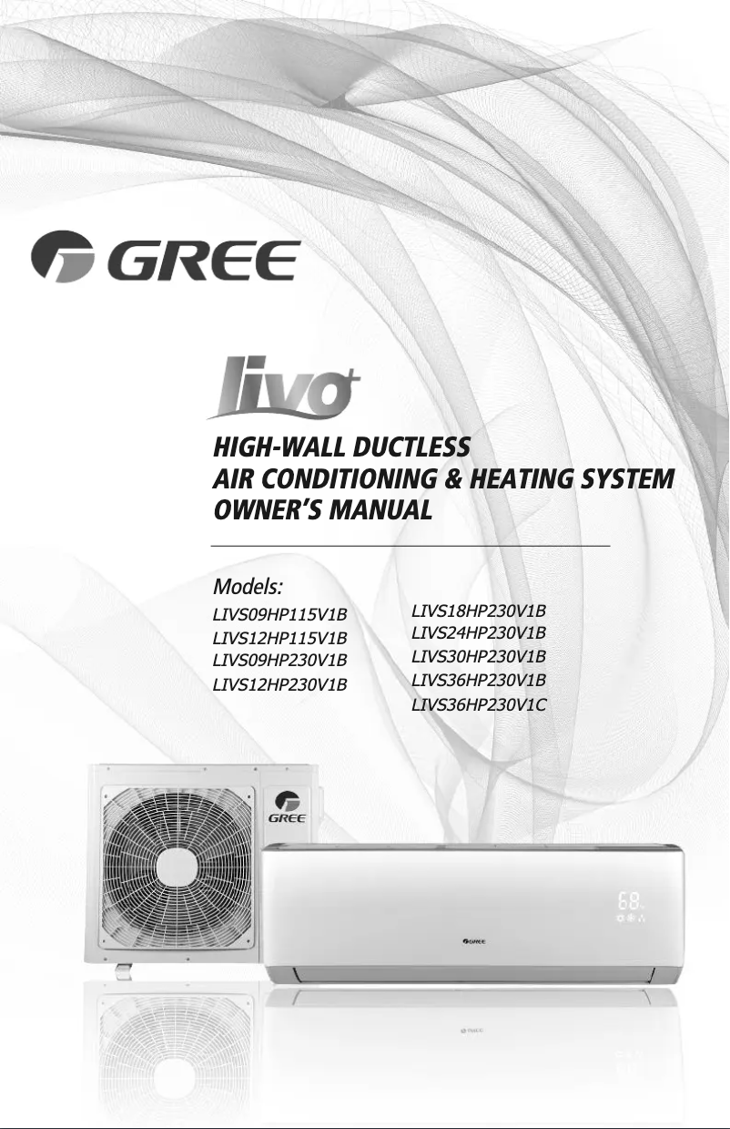 Page 1 de la notice Manuel utilisateur Gree LIVS12HP115V1BO