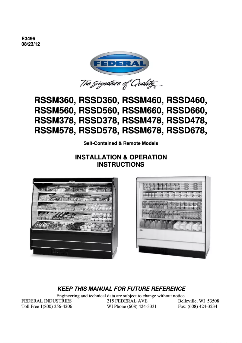 Page 1 de la notice Manuel utilisateur Federal RSSD-478SC