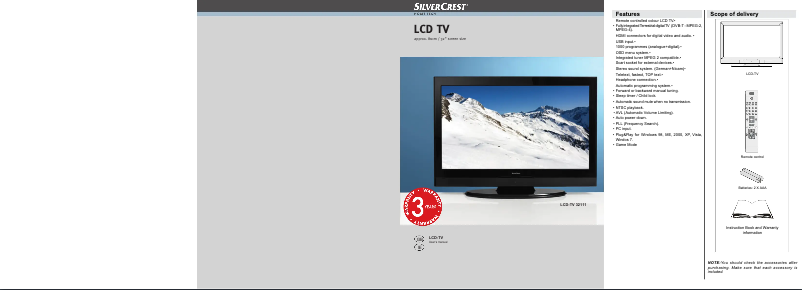 Image de la première page du manuel de l'appareil LCD-TV 32111