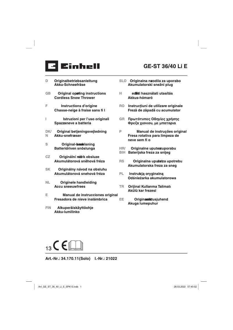 Image de la première page du manuel de l'appareil GE-LB 36 Li E