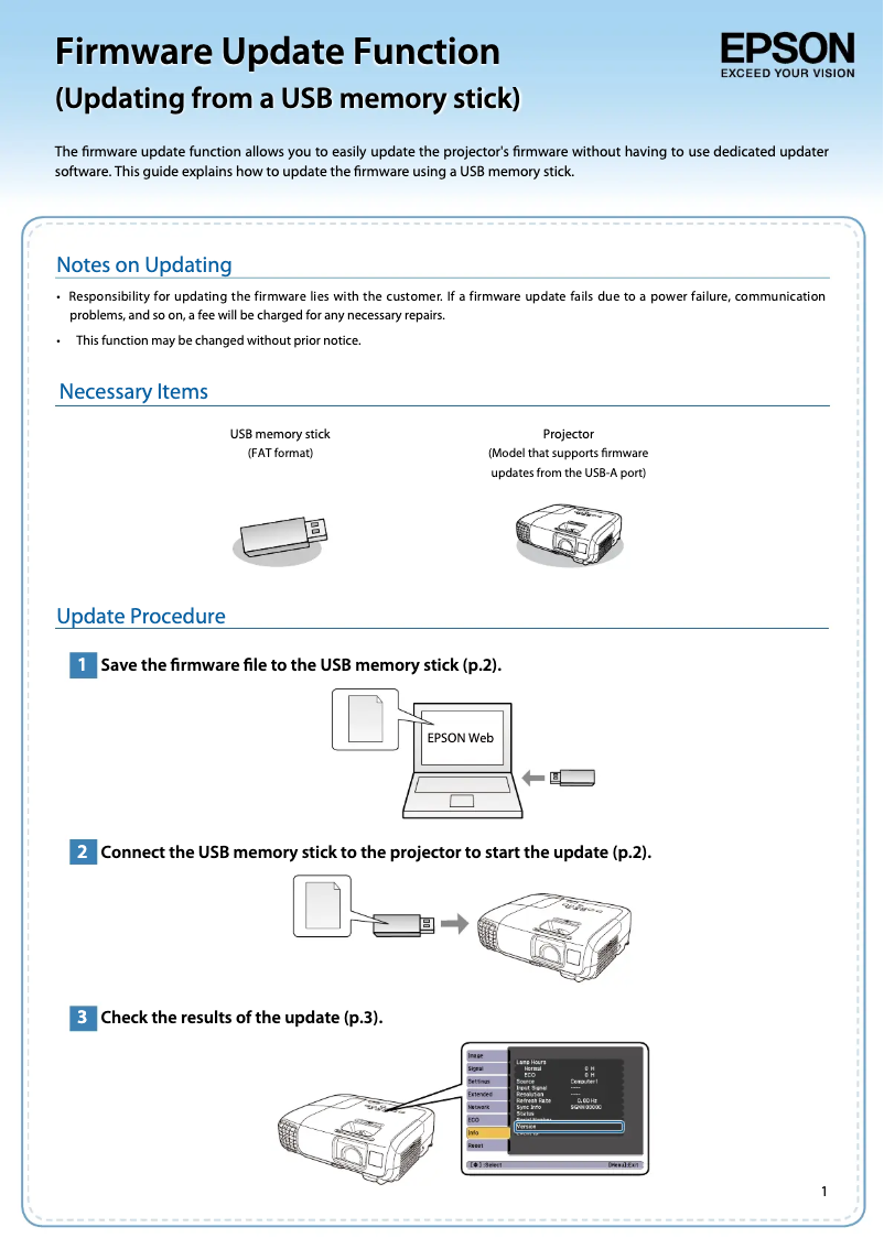 Página 1 del manual Información de garantía Epson PowerLite 2142W