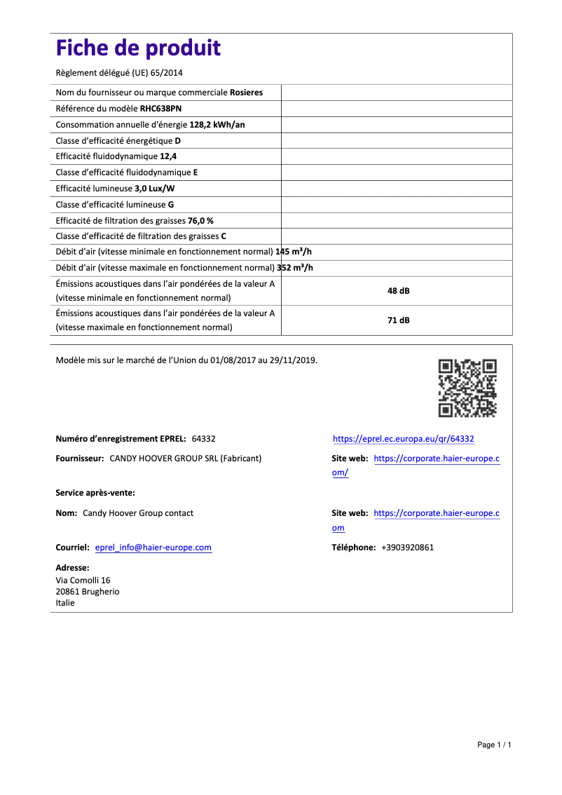Image de la première page du manuel de l'appareil RHC638PN