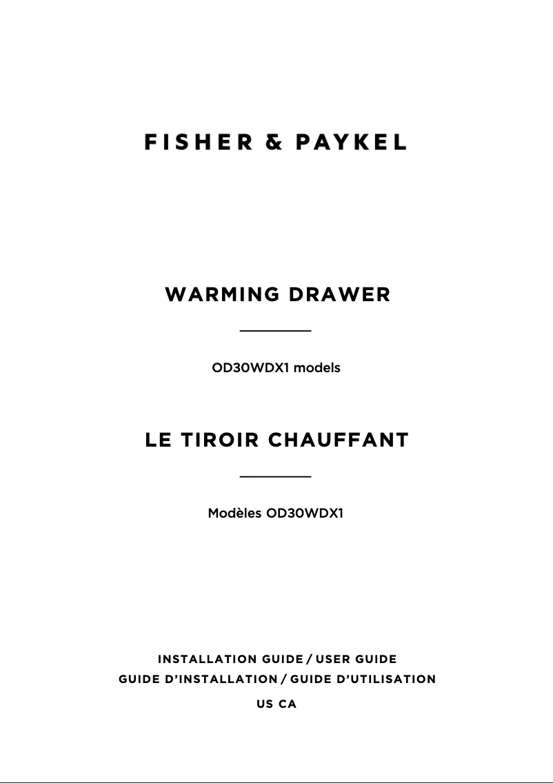 Page 1 de la notice Manuel d'utilisation et d'entretien Fisher & Paykel OD30WDX2UB