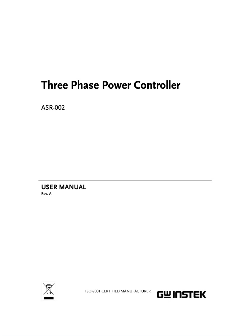 Page n°1 - Manuel utilisateur GW Instek ASR-3400