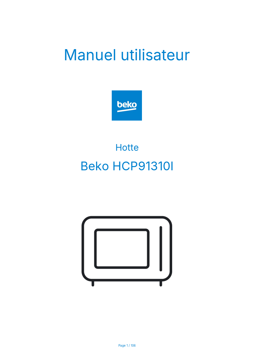 Page n°1 - Manuel utilisateur Beko HCP91310I