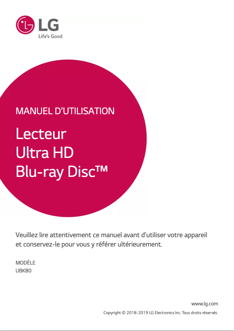 Página 1 del manual Manual de usuario LG UBK80
