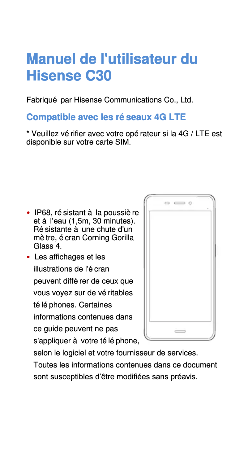 Image de la première page du manuel de l'appareil C30 Rock