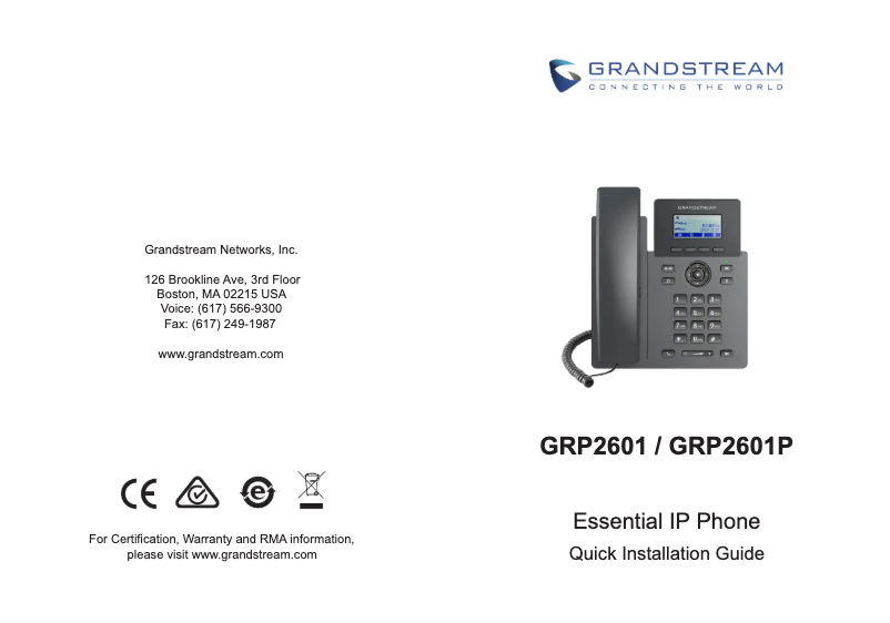 Image de la première page du manuel de l'appareil GRP2601