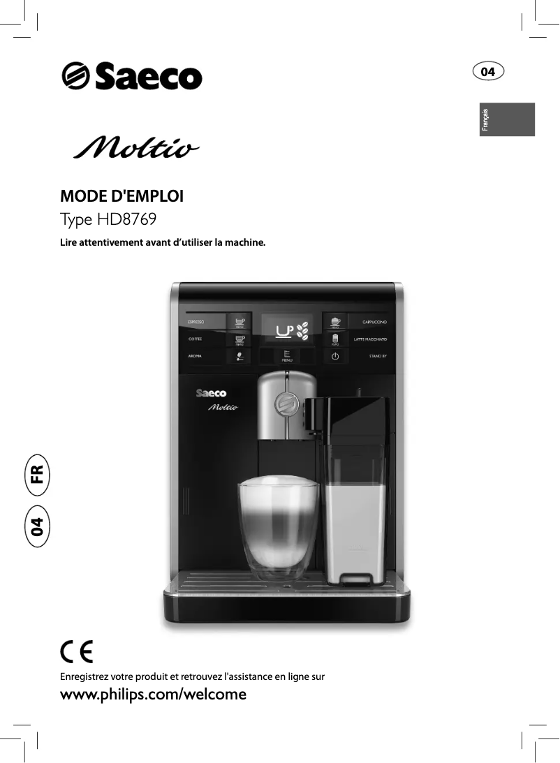 Page n°1 - Manuel utilisateur Saeco Moltio HD8769