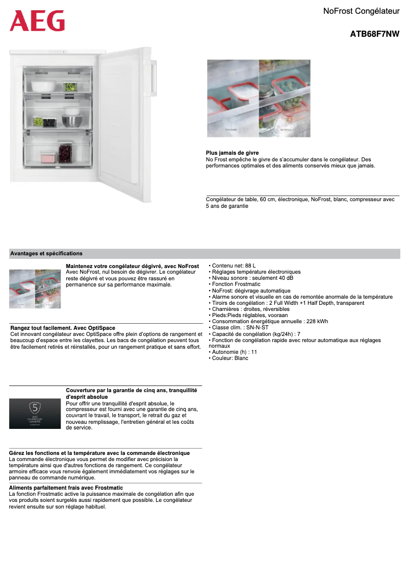 Página 1 del manual Ficha técnica AEG ATB68F7NW