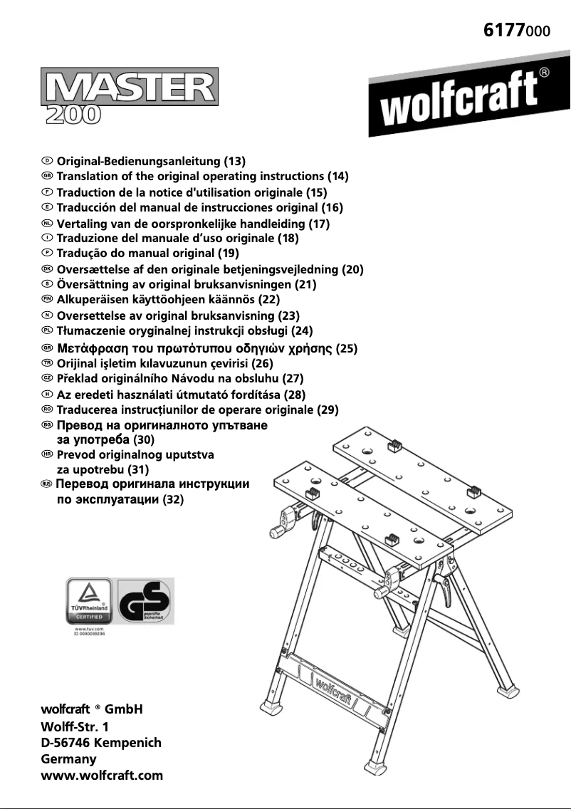 Page 1 de la notice Manuel utilisateur Wolfcraft 6177000