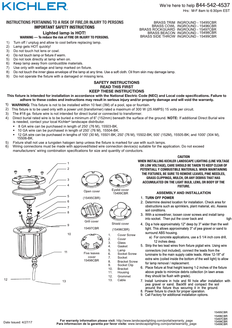 Page 1 de la notice Manuel utilisateur Kichler 15496CBR