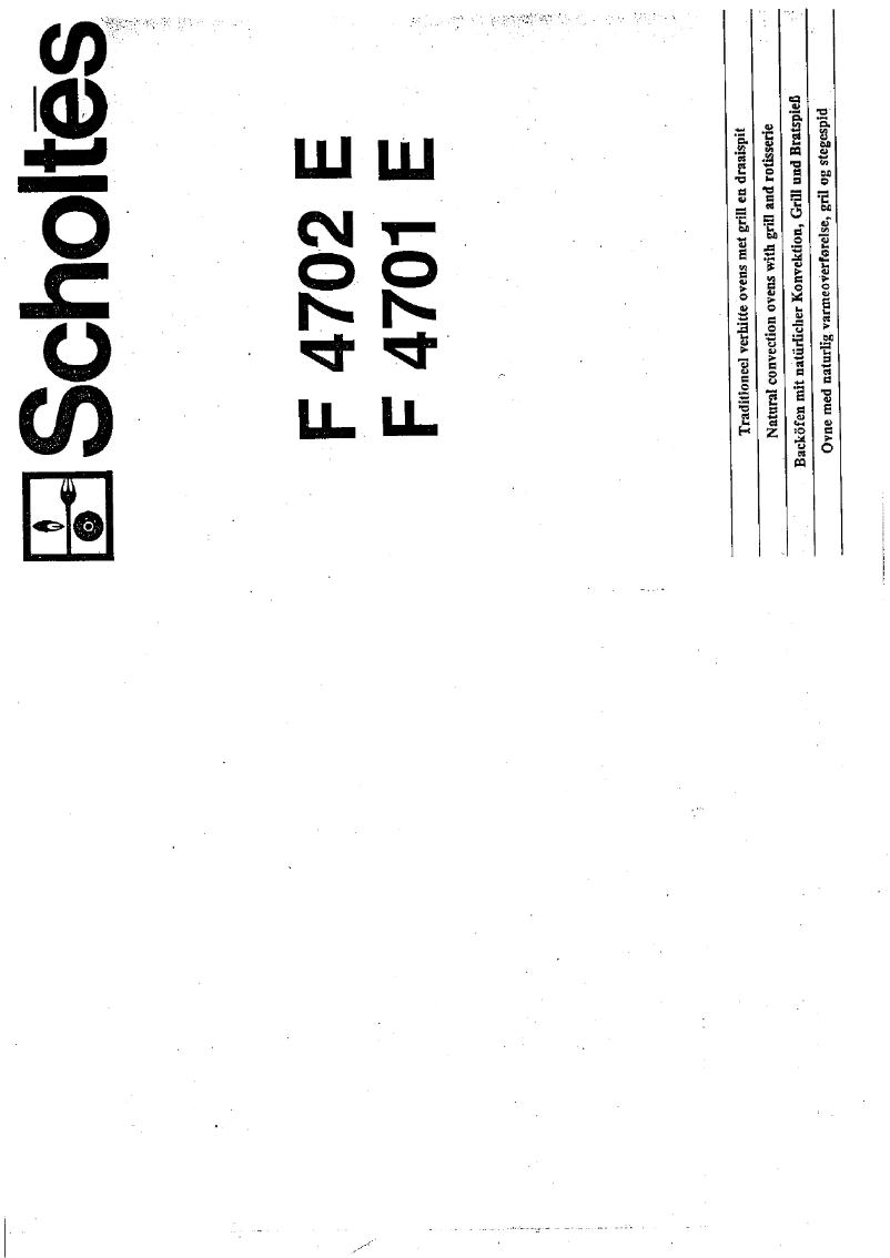 Page 1 de la notice Manuel utilisateur Scholtès F 4702 E