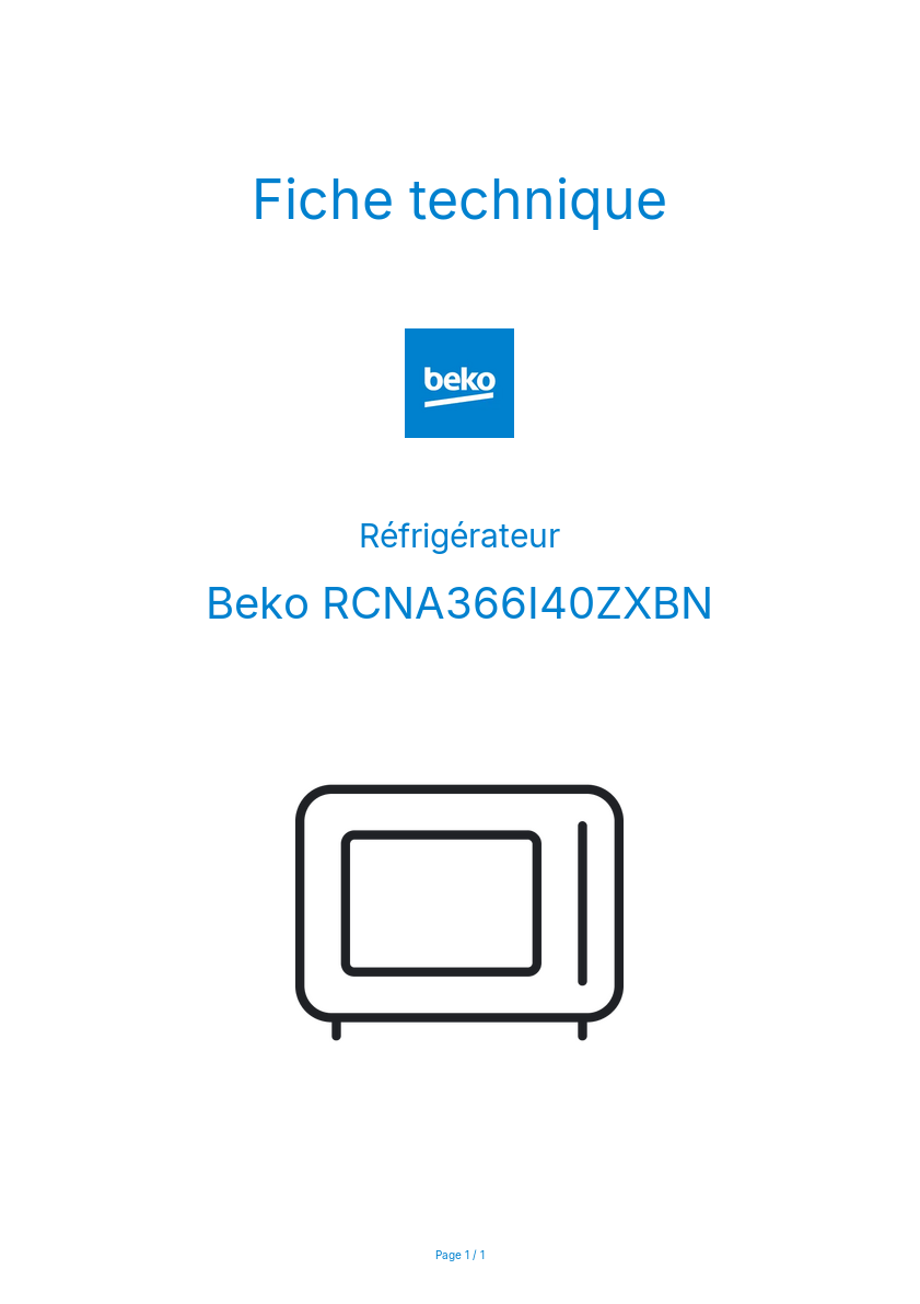 Image de la première page du manuel de l'appareil RCNA366I40ZXBN