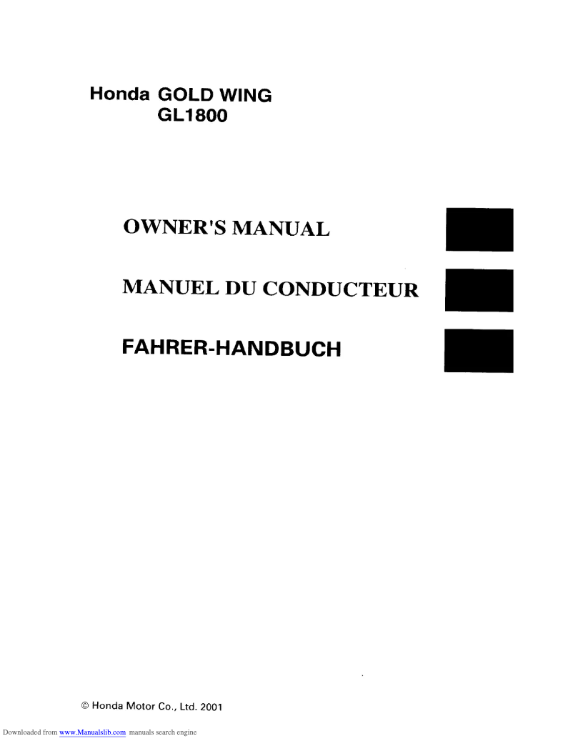 Page 1 de la notice Manuel utilisateur Honda Goldwing GL1800 (2001)