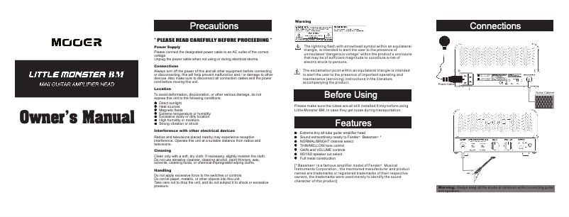 Page 1 de la notice Manuel utilisateur Mooer Little Monster BM