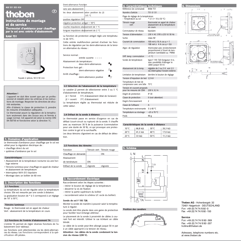Page 1 de la notice Manuel utilisateur Theben RAMSES 751