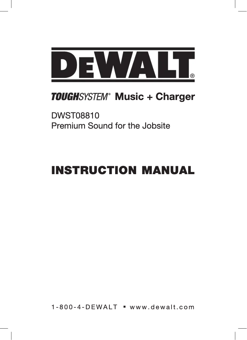 Page n°1 - Manuel utilisateur DeWalt ToughSystem DWST08810