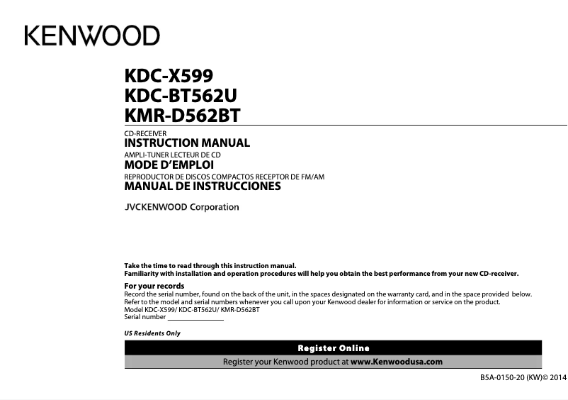 Página 1 del manual Manual de usuario Kenwood KDC-BT562U