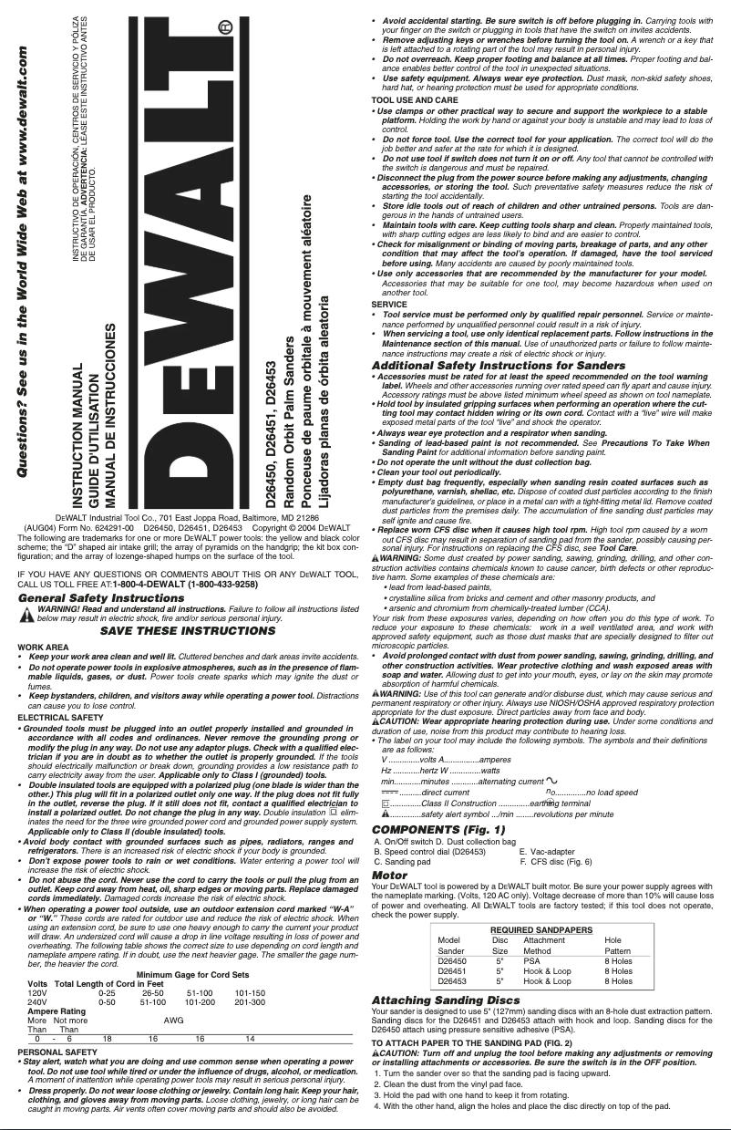 Página 1 del manual Manual de usuario DeWalt D26451K