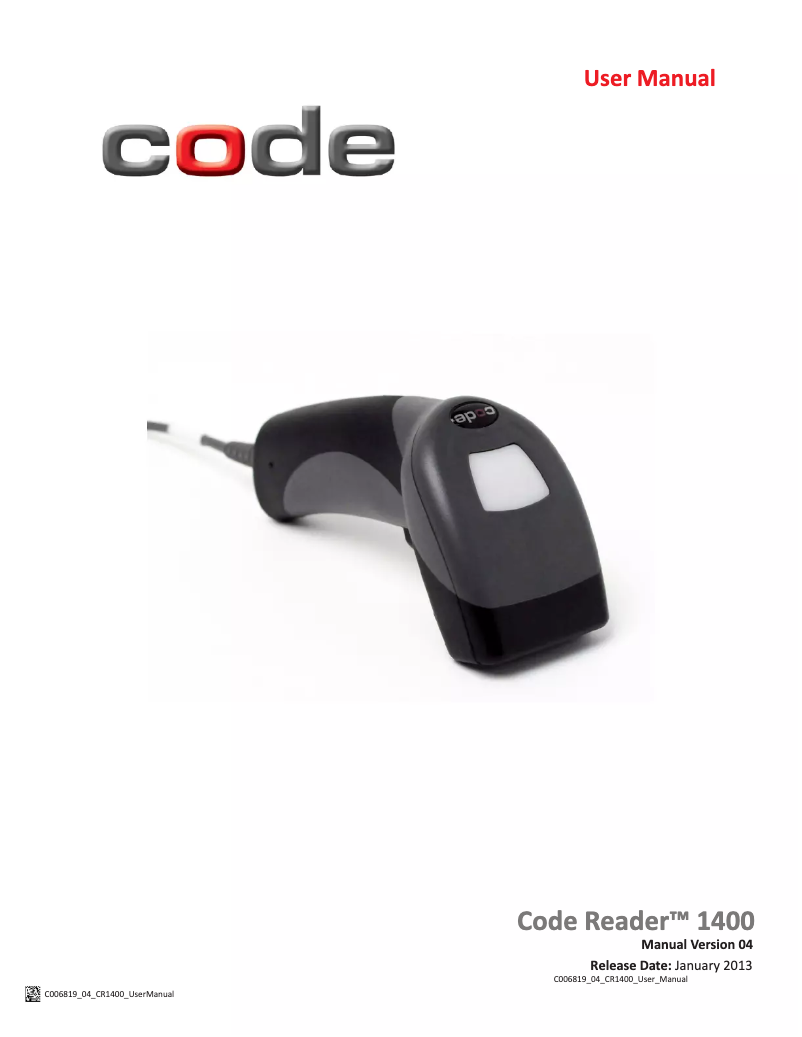 Page n°1 - Manuel utilisateur Code Corporation CR1400