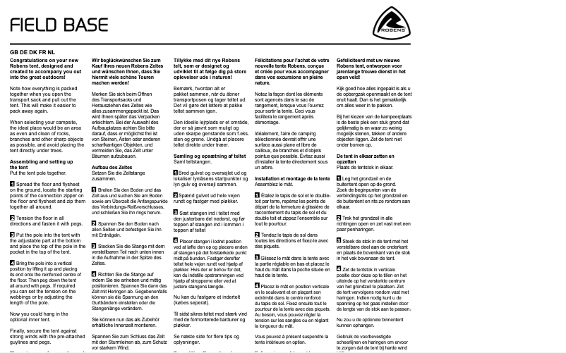 Page 1 de la notice Manuel utilisateur Robens Field Base