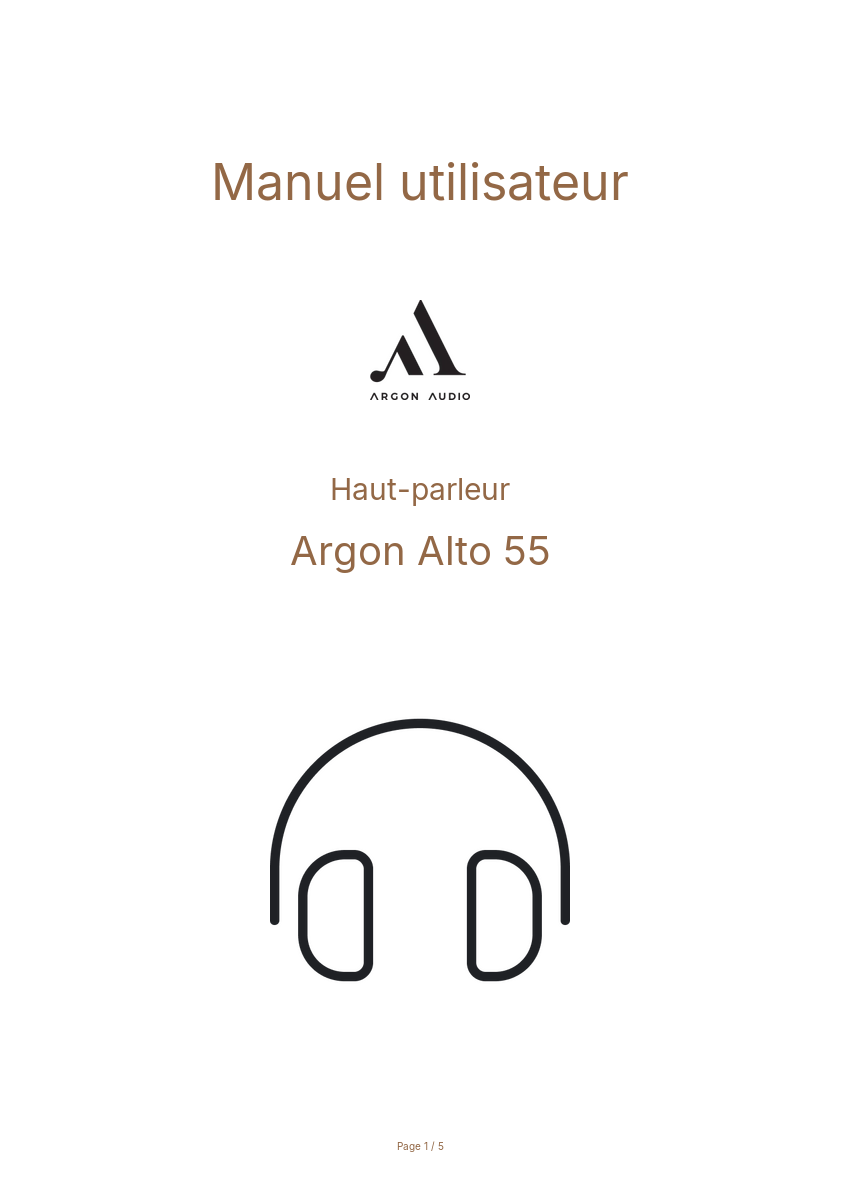 Page n°1 - Manuel utilisateur Argon Alto 55
