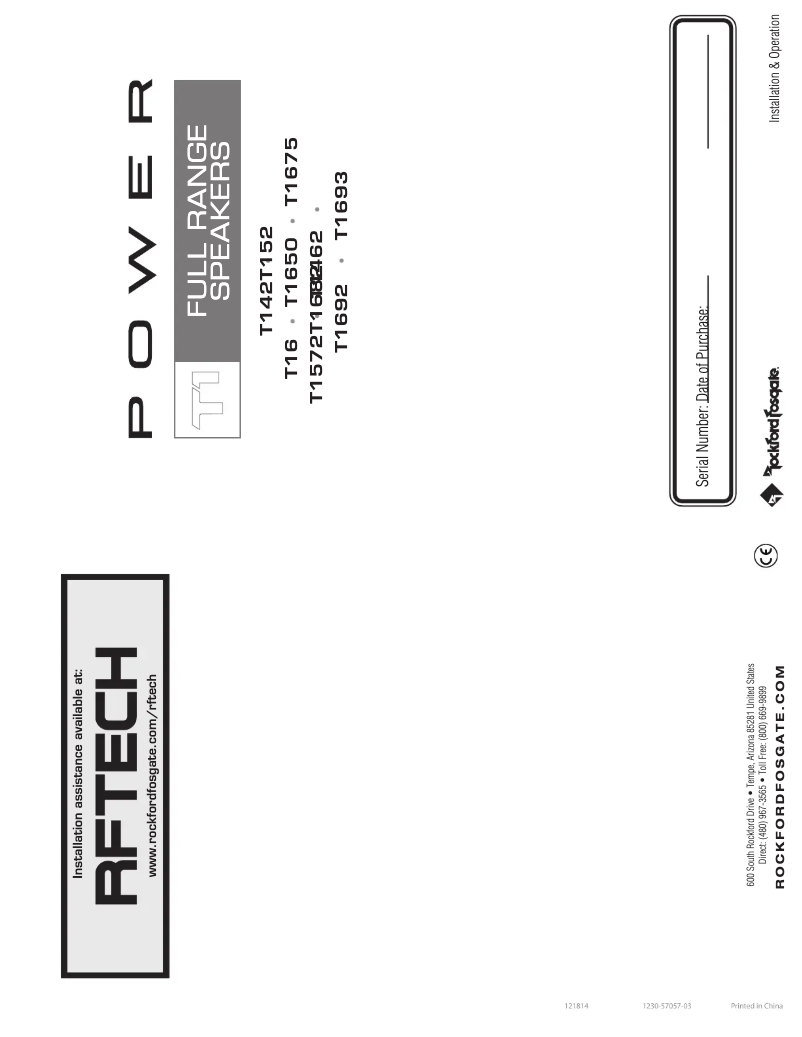 Page n°1 - Manuel utilisateur Rockford Fosgate Power T1650