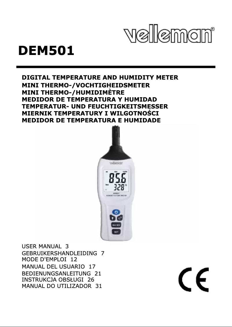 Image de la première page du manuel de l'appareil DEM501