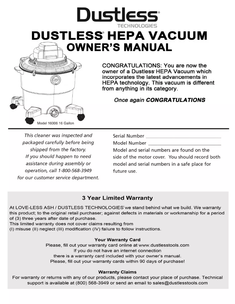 Página 1 del manual Manual de usuario Dustless 16008