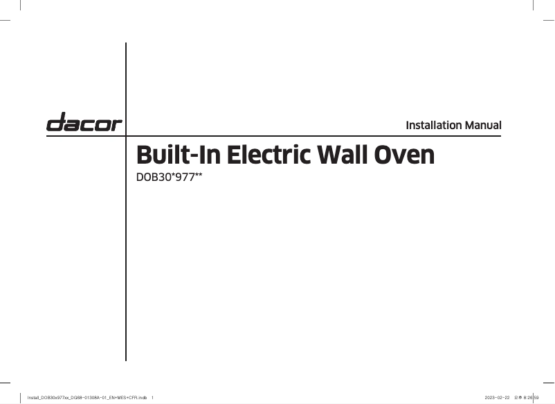 Página 1 del manual Guía de instalación Dacor DOB30T977SS