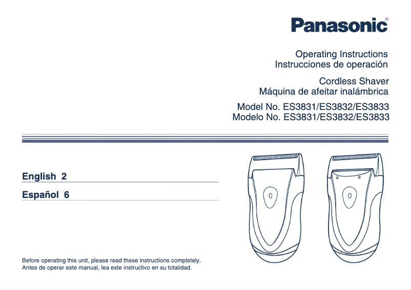 Page 1 de la notice Manuel utilisateur Panasonic ES3833