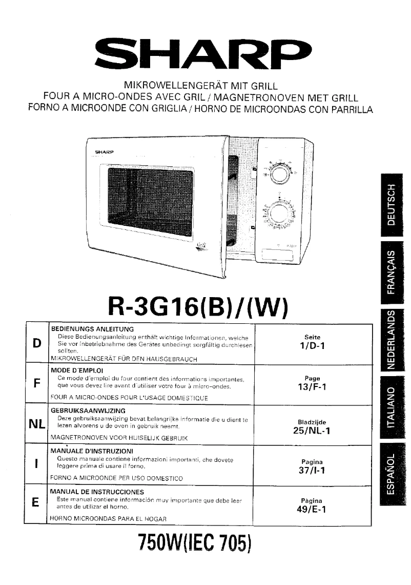 Página 1 del manual Manual de usuario Sharp R-3G16B