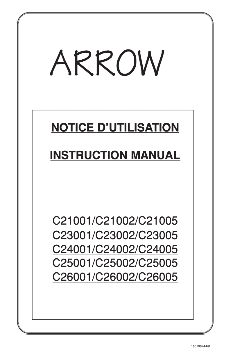 Page 1 de la notice Manuel utilisateur Arrow C21002