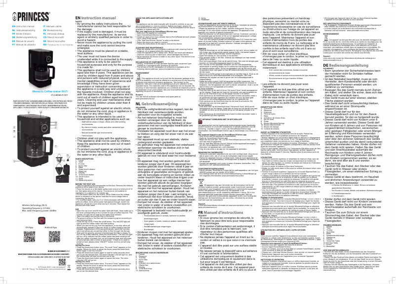 Page 1 de la notice Manuel utilisateur Princess Moments Coffee Maker Wi-Fi 246060