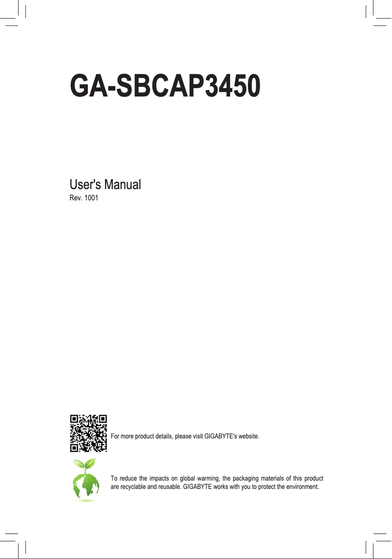 Page n°1 - Manuel utilisateur Gigabyte GA-SBCAP3450