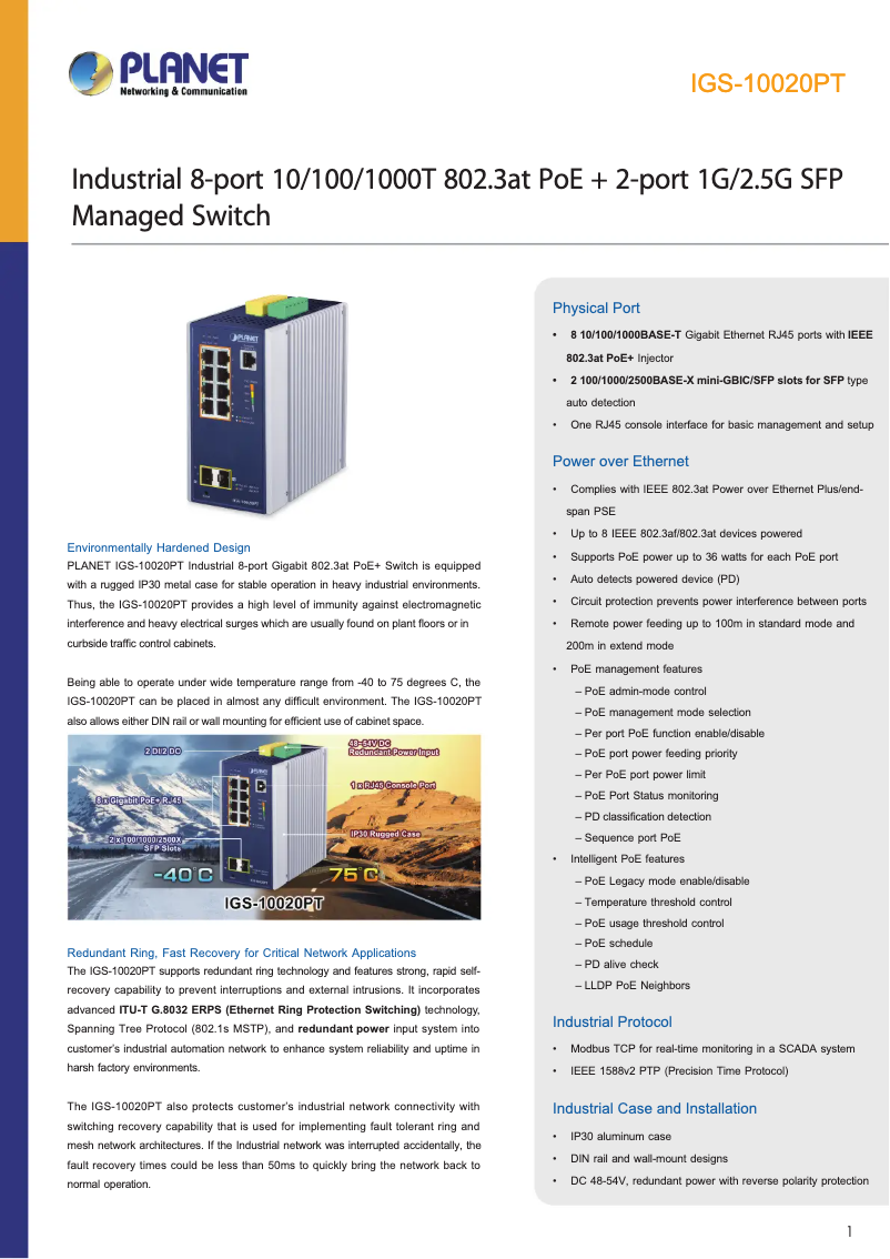 Image de la première page du manuel de l'appareil IGS-10020PT