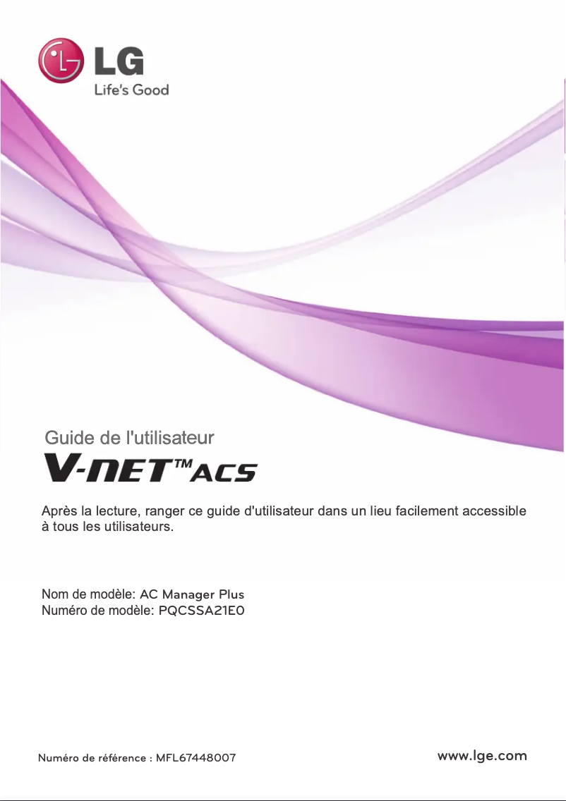 Page n°1 - Manuel utilisateur LG PQCSSA21E0