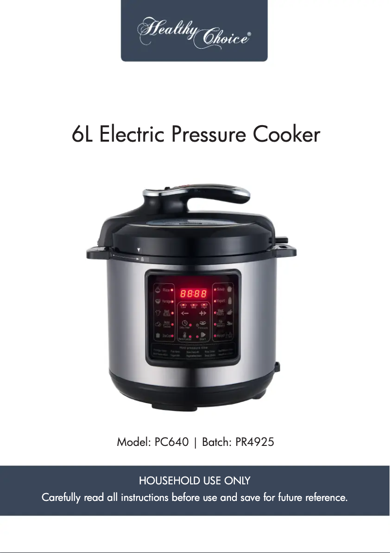 Page 1 de la notice Manuel utilisateur Healthy Choice PC640