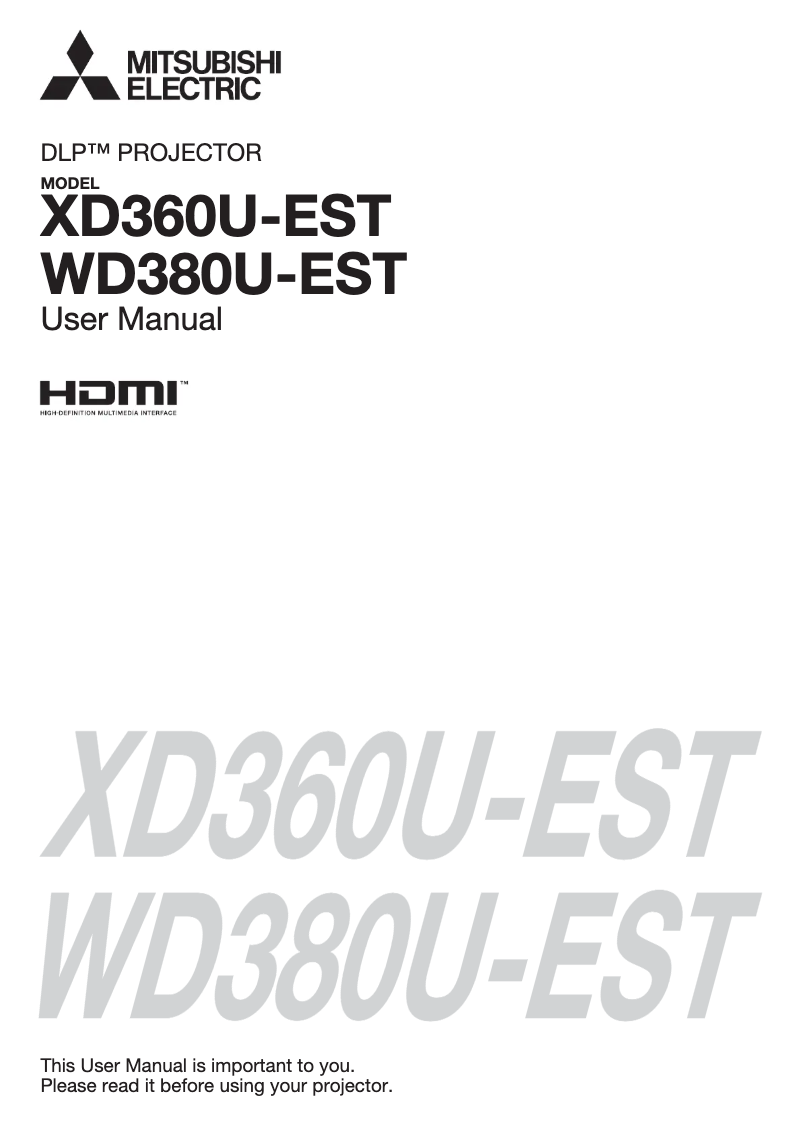 Page 1 de la notice Manuel utilisateur Mitsubishi XD360U-EST