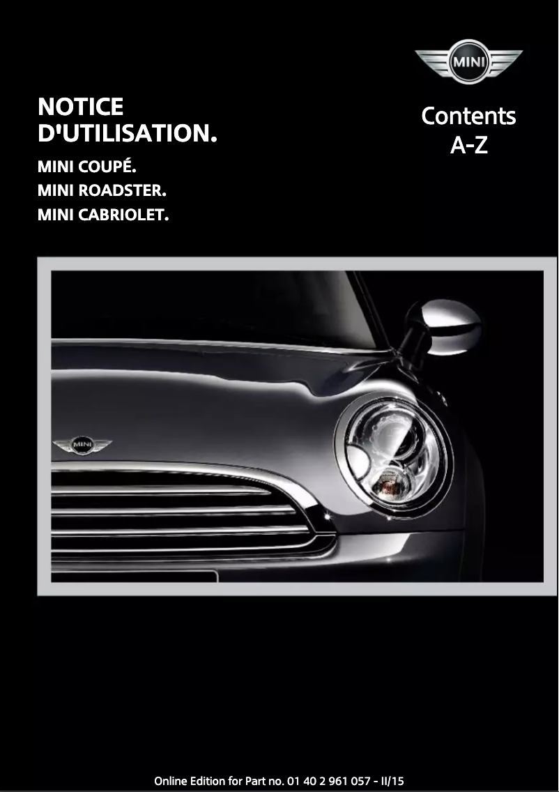 Page 1 de la notice Manuel utilisateur Mini Coupe (2015)