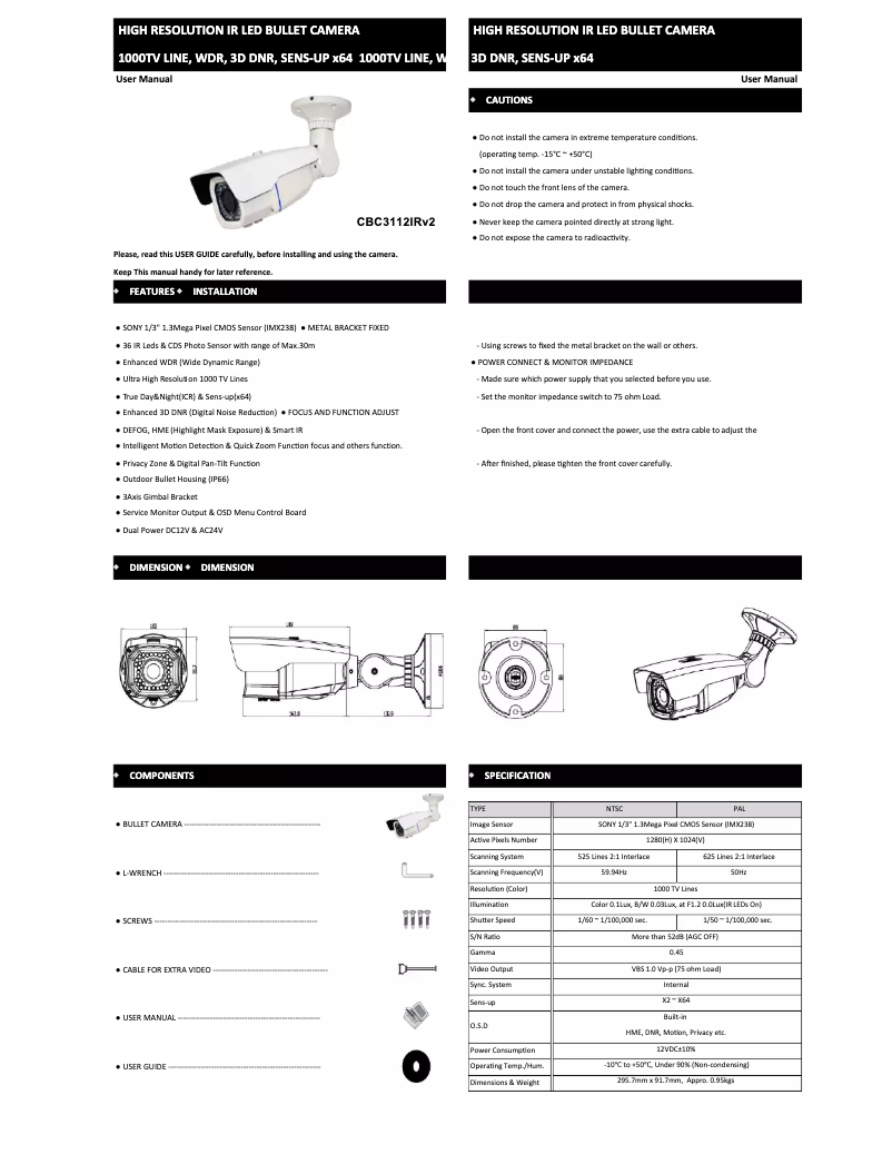 Image de la première page du manuel de l'appareil CBC3112IRv2