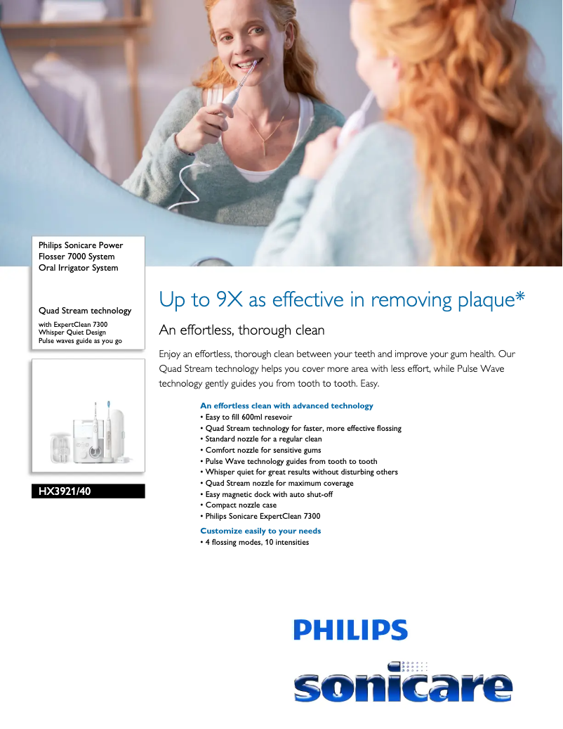 Image de la première page du manuel de l'appareil Sonicare Power Flosser 7000 HX3921