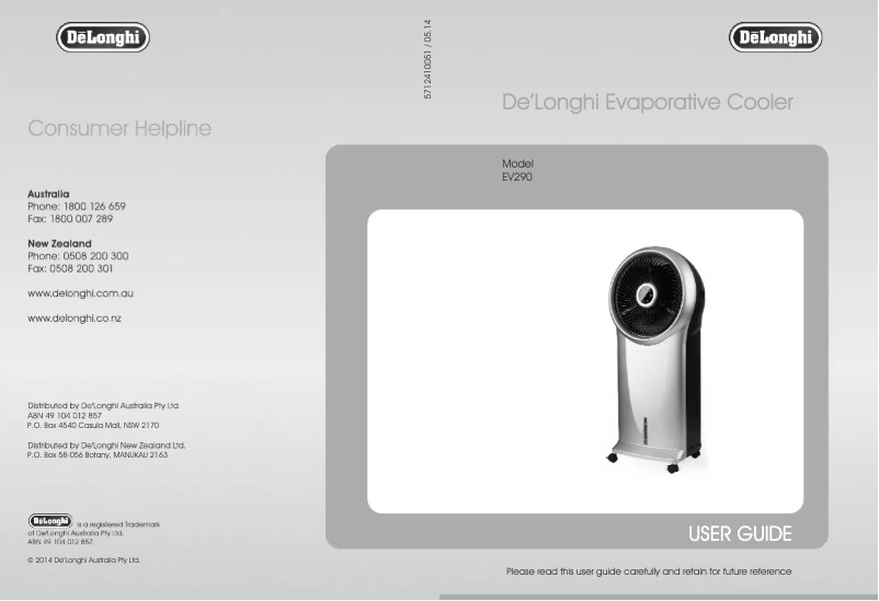 Image de la première page du manuel de l'appareil EV290