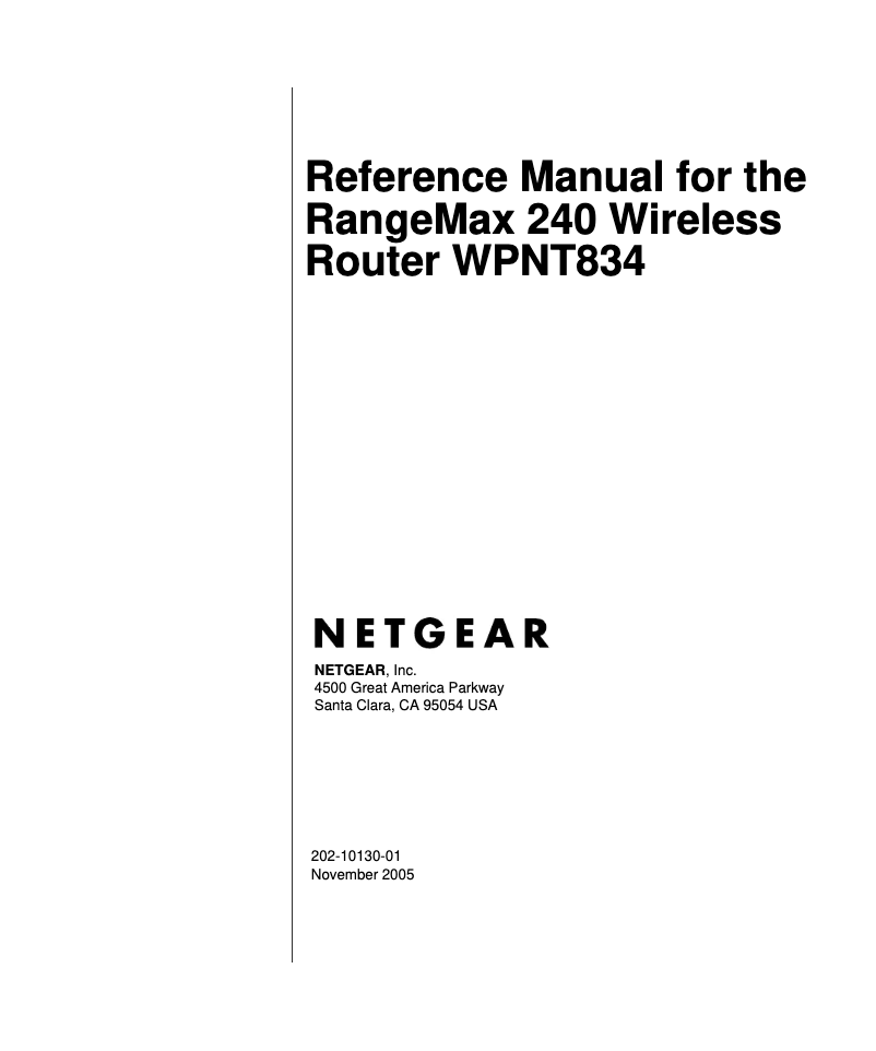 Page 1 de la notice Manuel utilisateur Netgear RangeMax 240