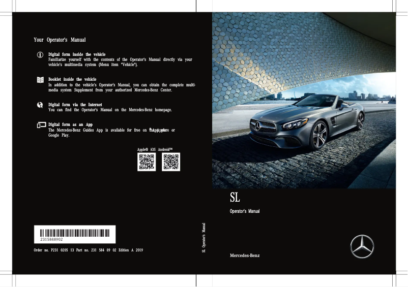 Page 1 de la notice Manuel utilisateur Mercedes-Benz SL-Class (2020)
