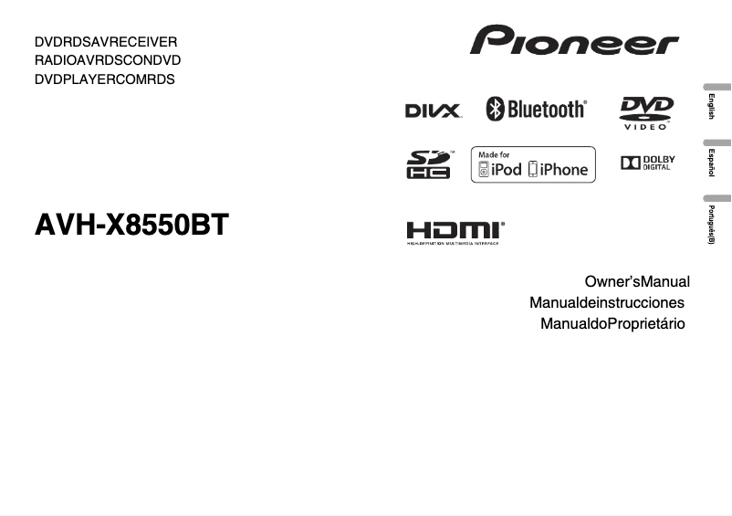 Image de la première page du manuel de l'appareil AVH-X8550BT